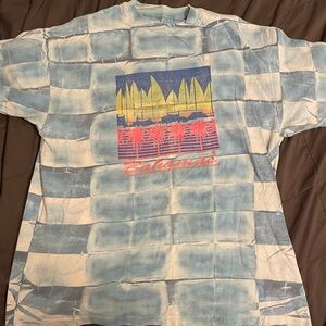 Hanes Blue and White Cotton T-Shirt